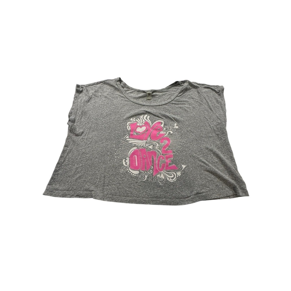 Kavio Shirt Sleeveless Women's Gray Size XL "Love 2 Dance" Graphic Tee EUC